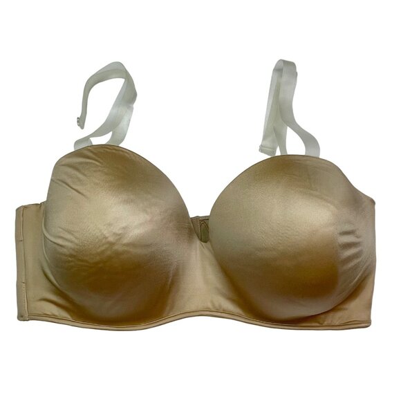 Cacique 40F Tan Strapless Bra Lined Underwire Lightly Padded Removable Straps - Picture 1 of 13